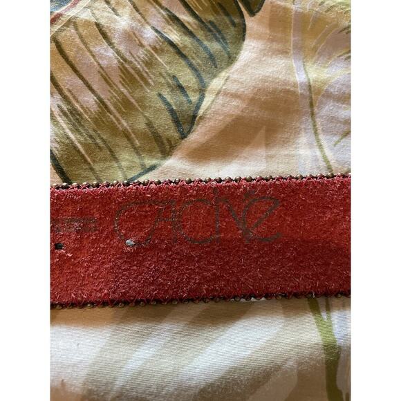 Cache Red Leather Belt with Gold & Silver Buckle - Size S main image 5